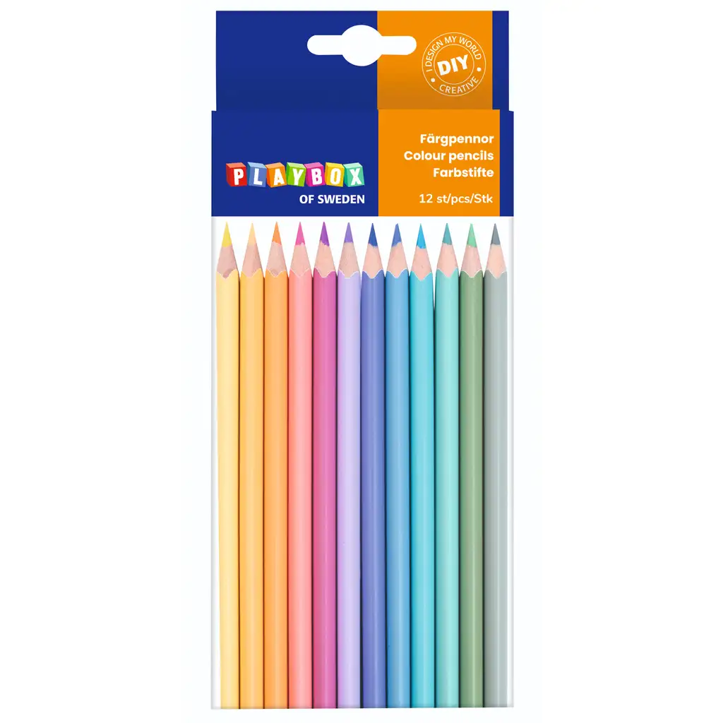 imagen de PlayBox: Set de lápices de colores pastel en forma triangular de 12 unidades 1