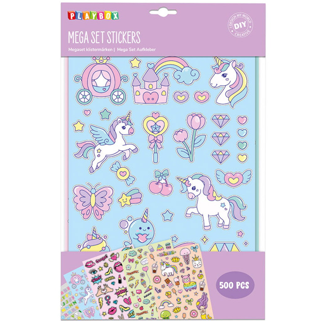 imagen de PlayBox: Set de mega pegatinas con diseño de unicornio - 500 unidades 1