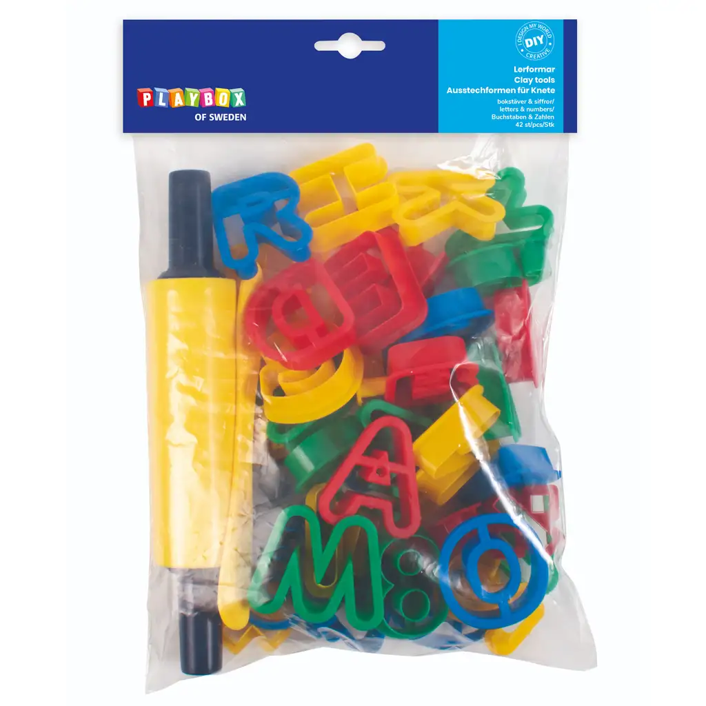 imagen de PlayBox: Set de modelado de plastilina con cortadores y rodillo de 42 piezas 1