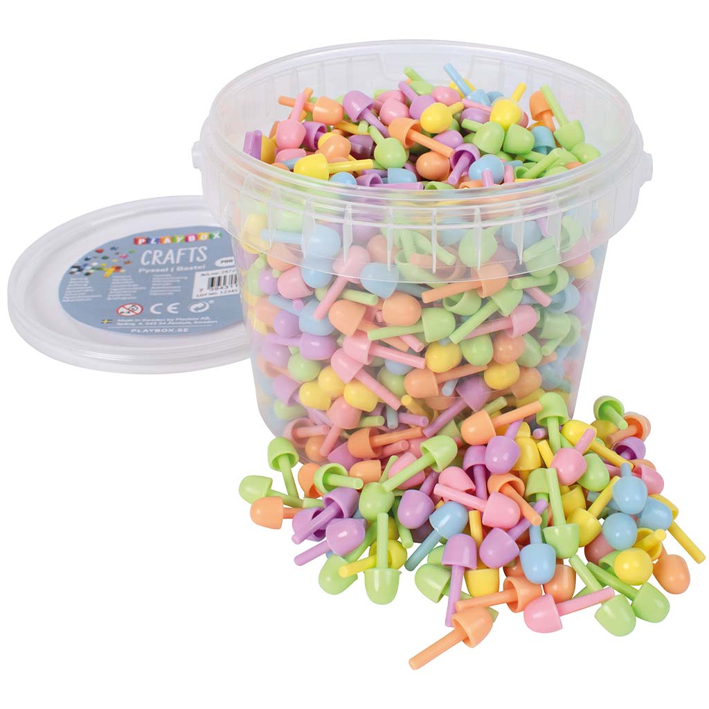 imagen de PlayBox: Set de mosaicos de colores de 10 mm con 700 piezas en cubo 1