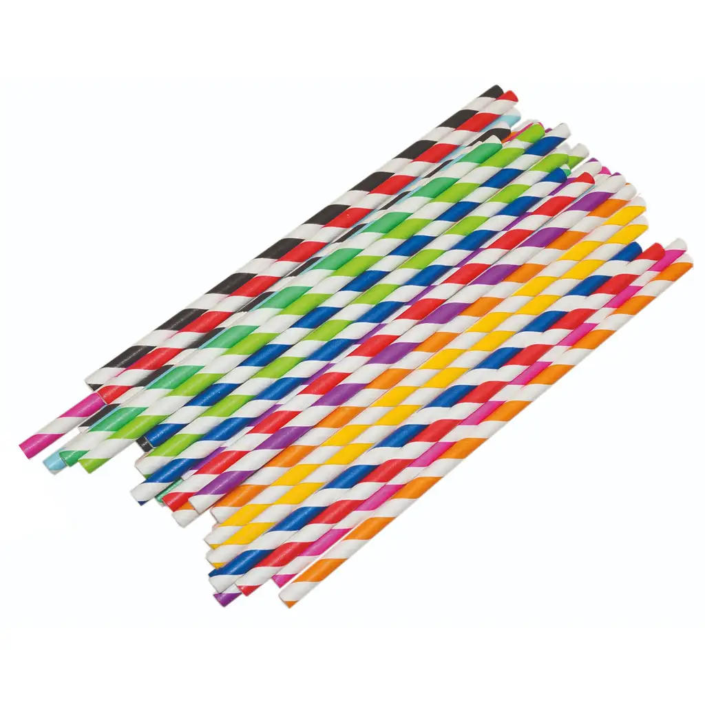imagen de PlayBox: Set de pajitas de papel de colores a rayas de 50 unidades 1