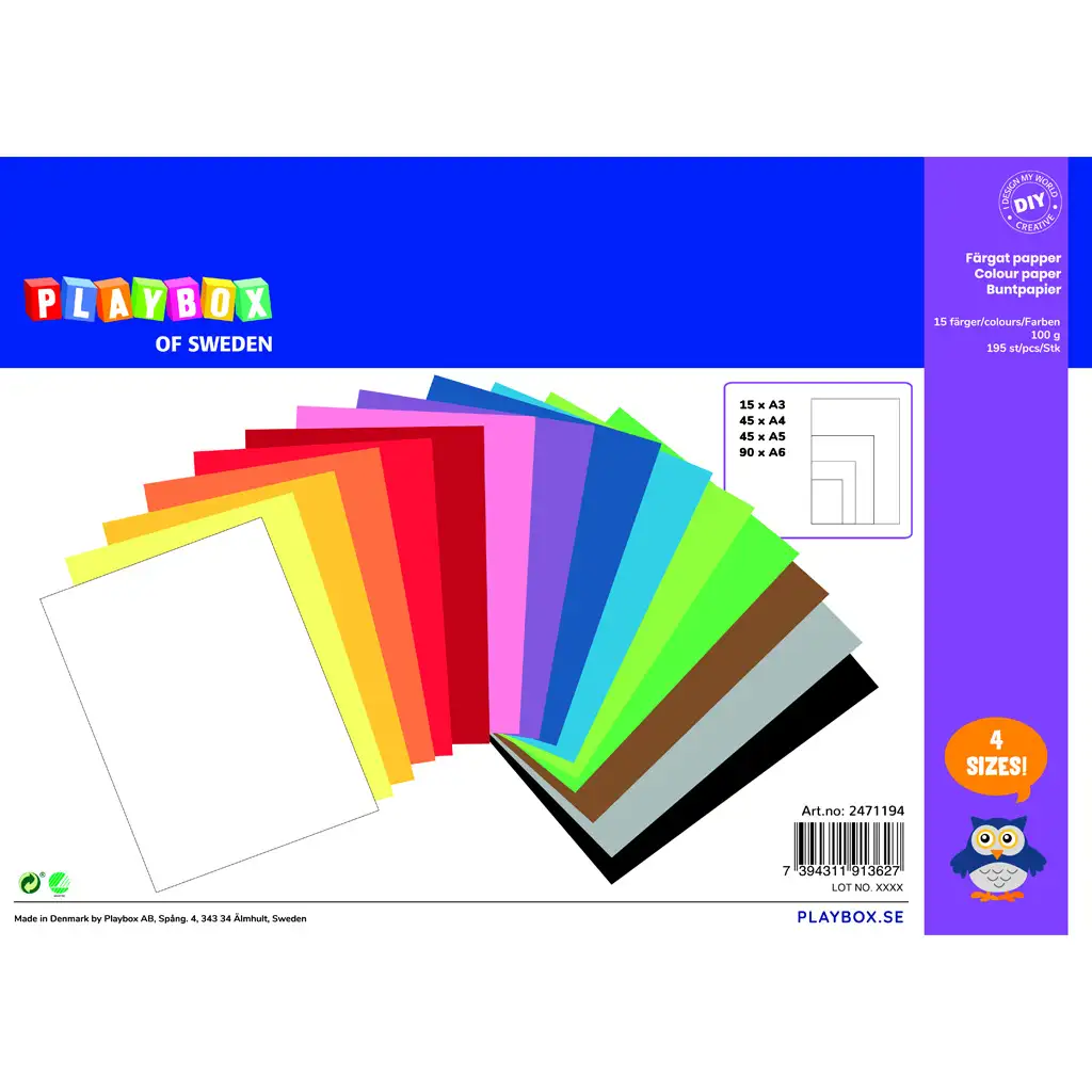 imagen de PlayBox: Set de papel de cartón de colores en varios tamaños de 195 piezas 1