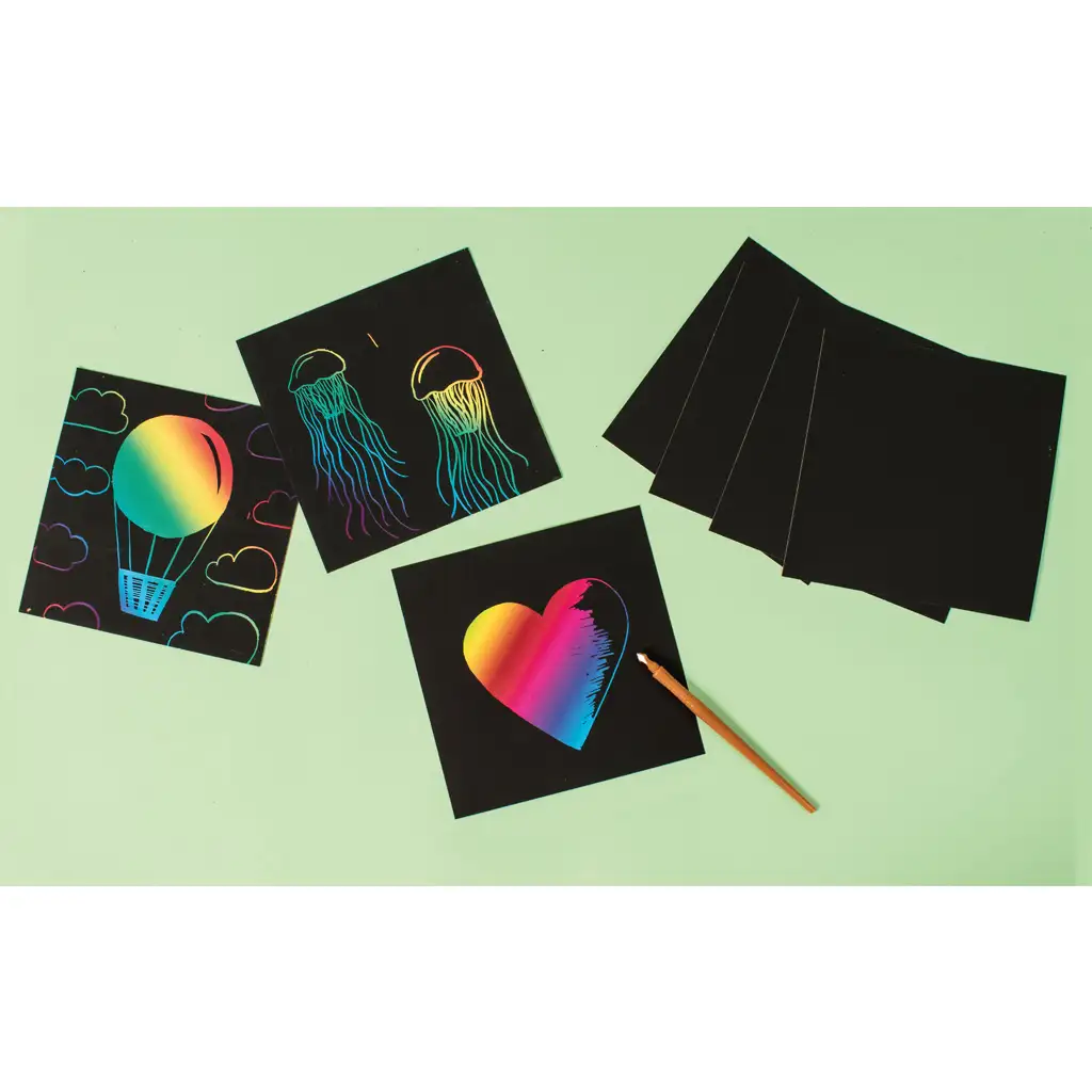 imagen de PlayBox: Set de papel raspador encerado negro de 100 piezas 2