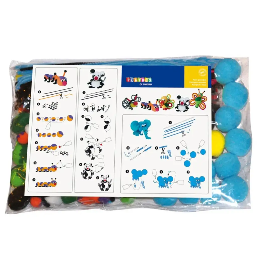 imagen de PlayBox: Set de pompones de animales coloridos 2