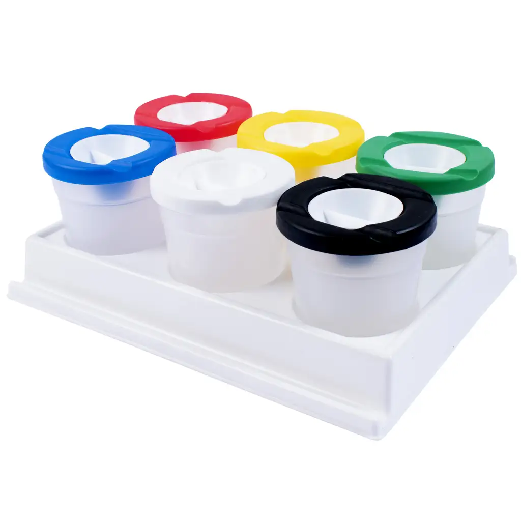 imagen de PlayBox: Set de vasos para limpiar pinceles con almacenamiento de 6 piezas 1