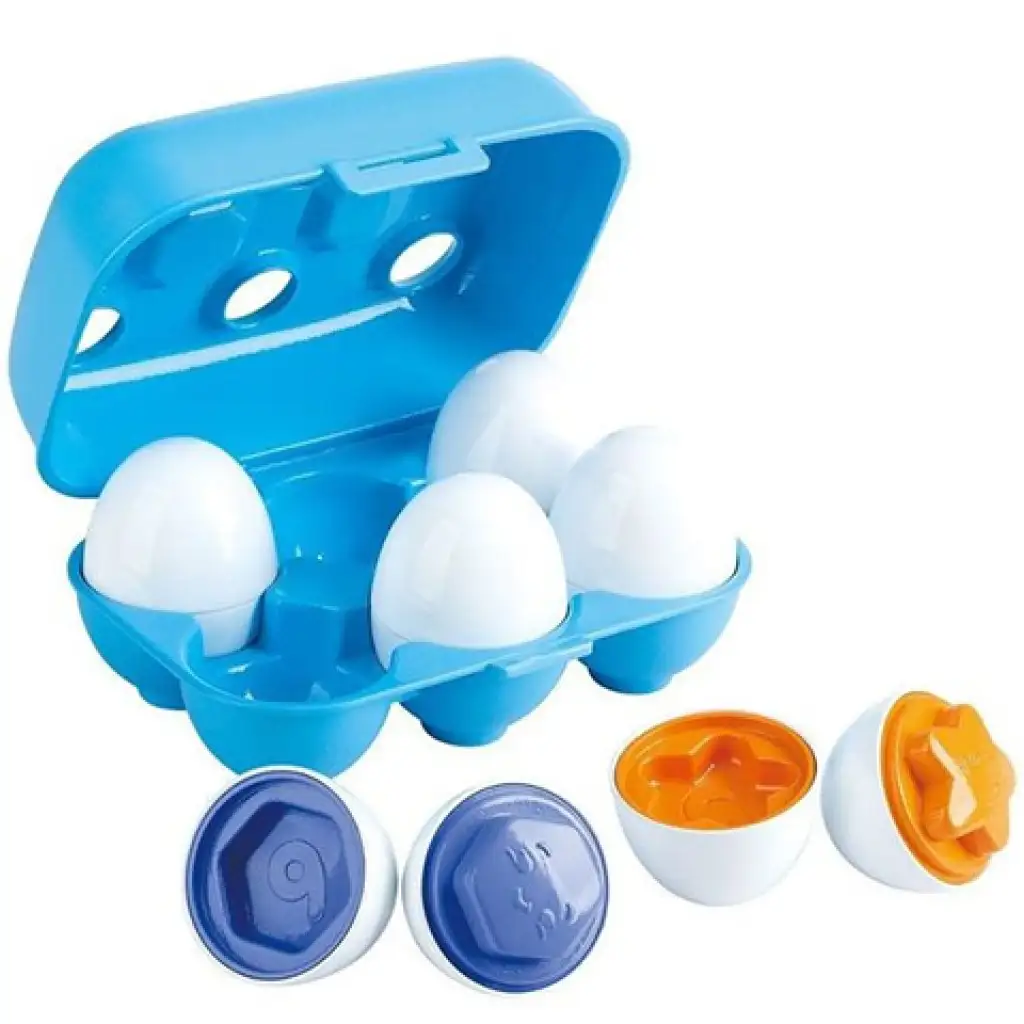 imagen de Playgo: Huevos de clasificación de formas arcoíris en soporte para huevos 1