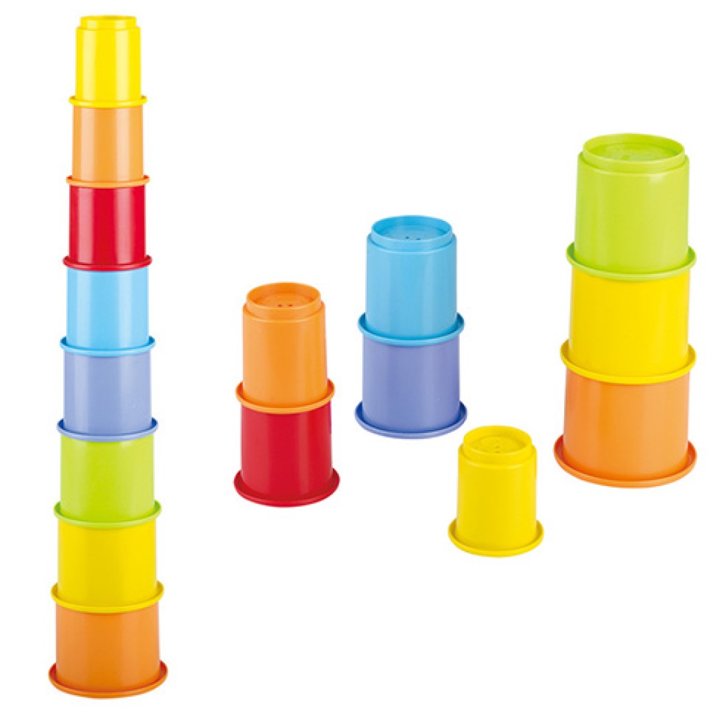 imagen de Playgo: Juego de construcción de vasos arcoíris de plástico reciclado, set de 8 piezas 2