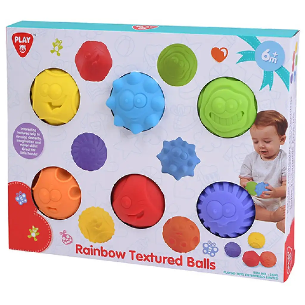 imagen de Playgo: Pelotas de bebé de arcoíris para el desarrollo del tacto 1
