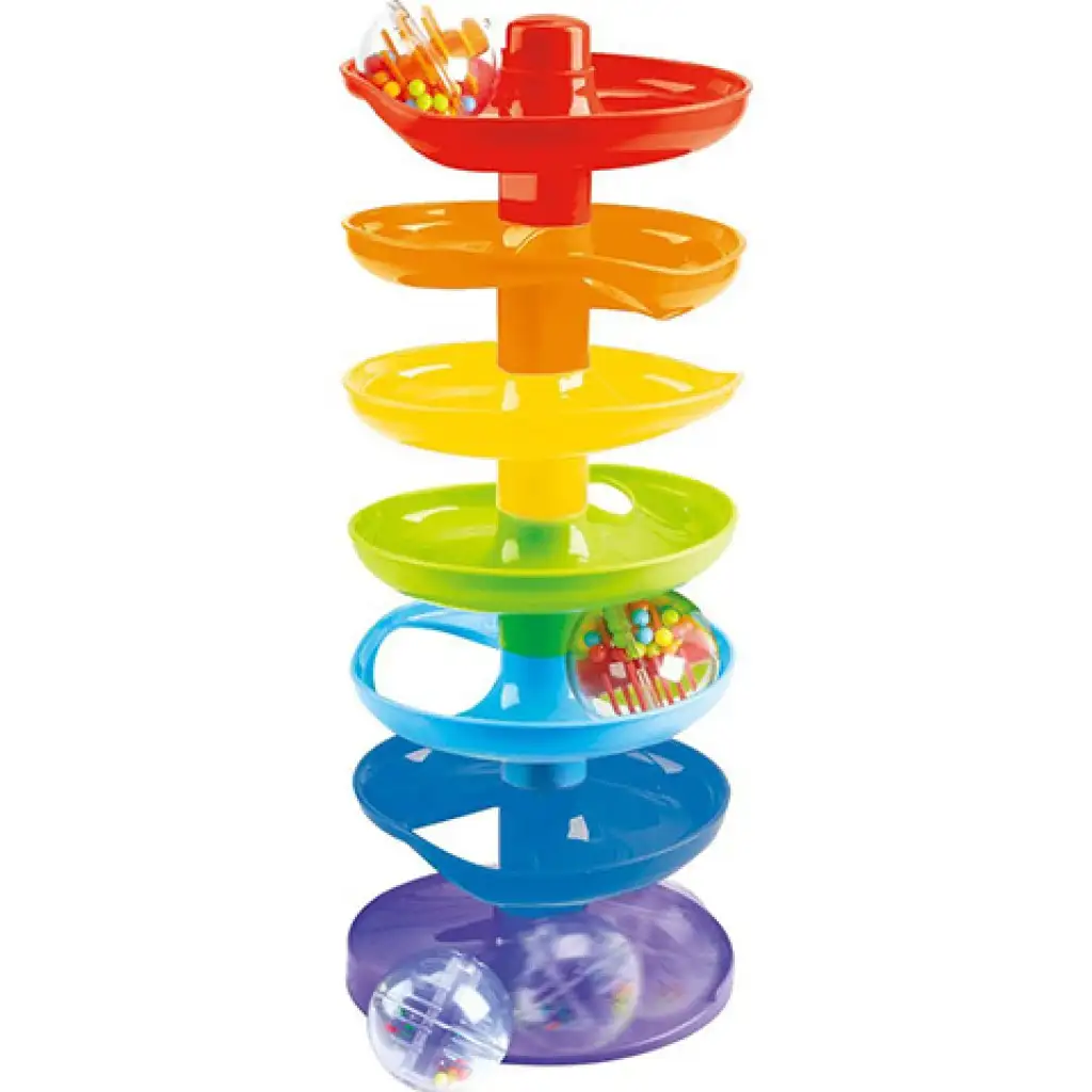 imagen de Playgo: Torre de pelotas de arcoíris para bebés con tres pelotas 2