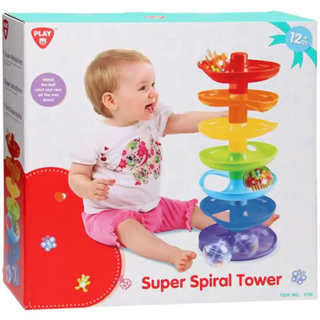 imagen de Playgo: Torre de pelotas de arcoíris para bebés con tres pelotas 1
