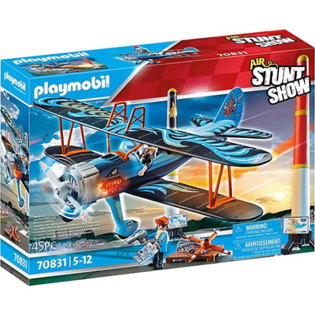 imagen de Playmobil: Air Stuntshow - "Fénix" avión biplano con sonido (70831) 1