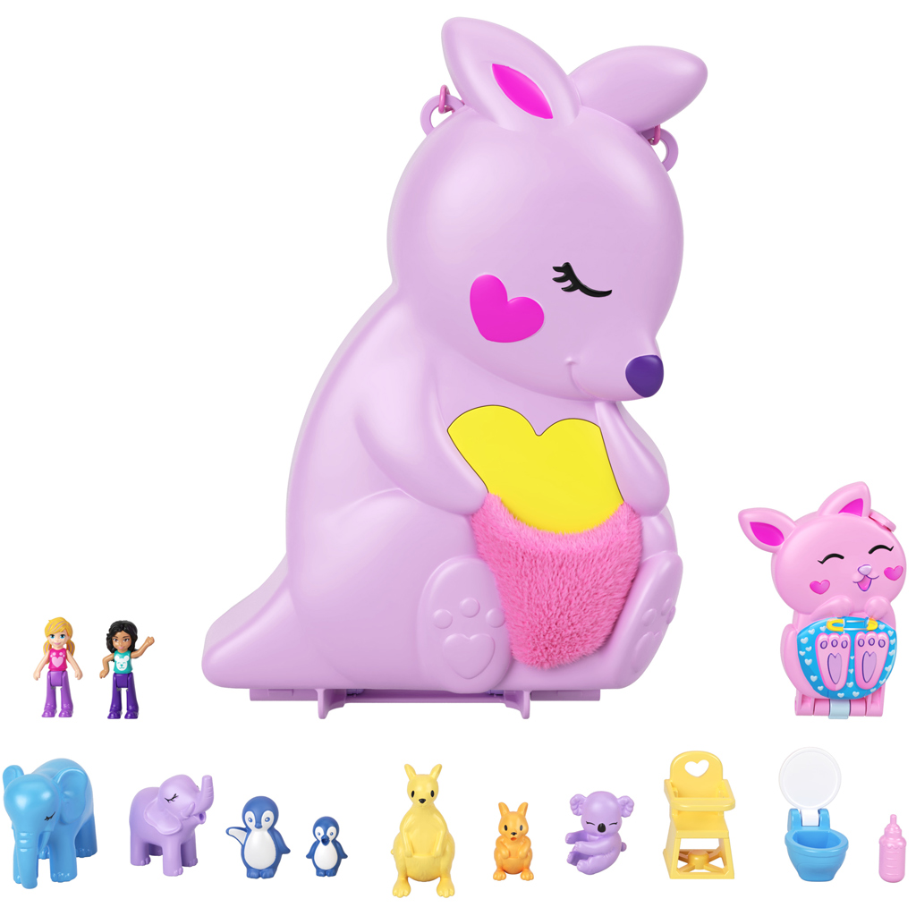 imagen de Polly Pocket Bolsa de juego de canguro con animales - Mattel 2