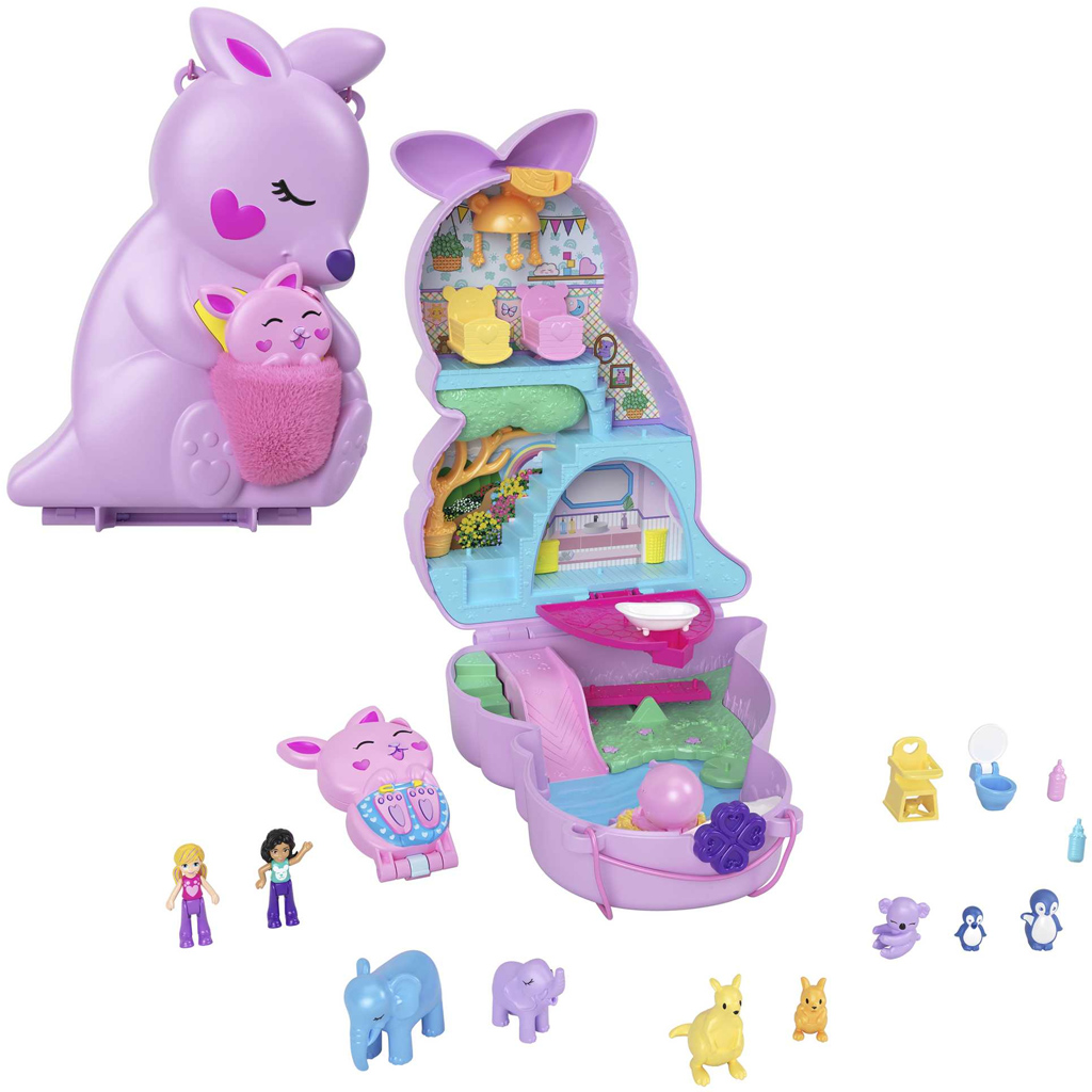 imagen de Polly Pocket Bolsa de juego de canguro con animales - Mattel 3