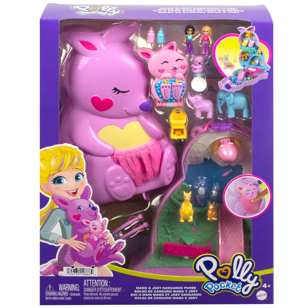 imagen de Polly Pocket Bolsa de juego de canguro con animales - Mattel 1