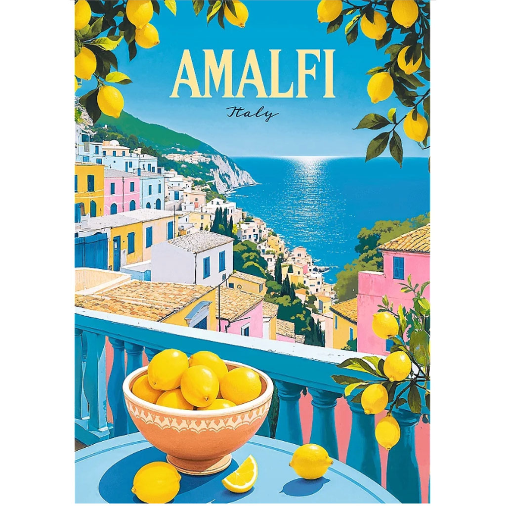 imagen de Pósteres vintage de Amalfi, Italia, rompecabezas premium de 1000 piezas - Trefl 2