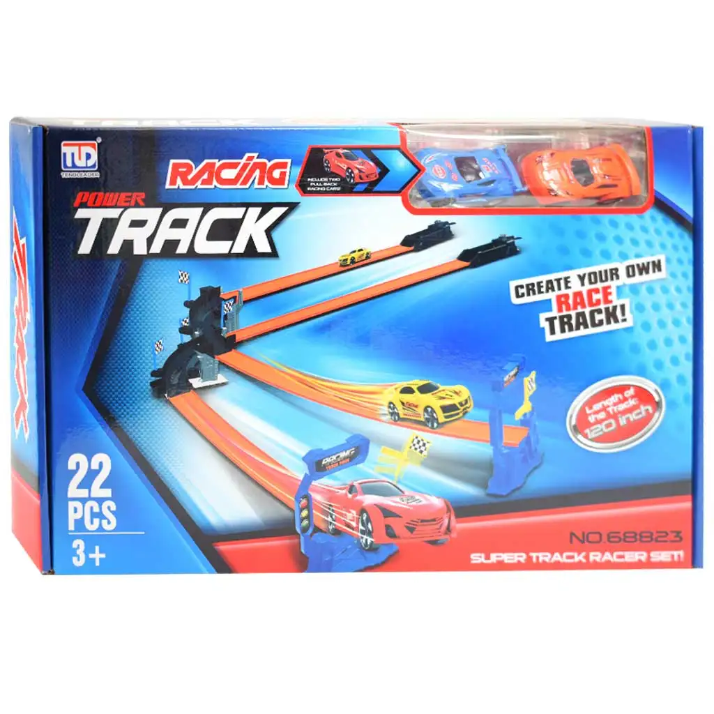 imagen de Power Track: set de pista de carreras de 22 piezas con intersección y 2 coches de arrastre 1/64 1