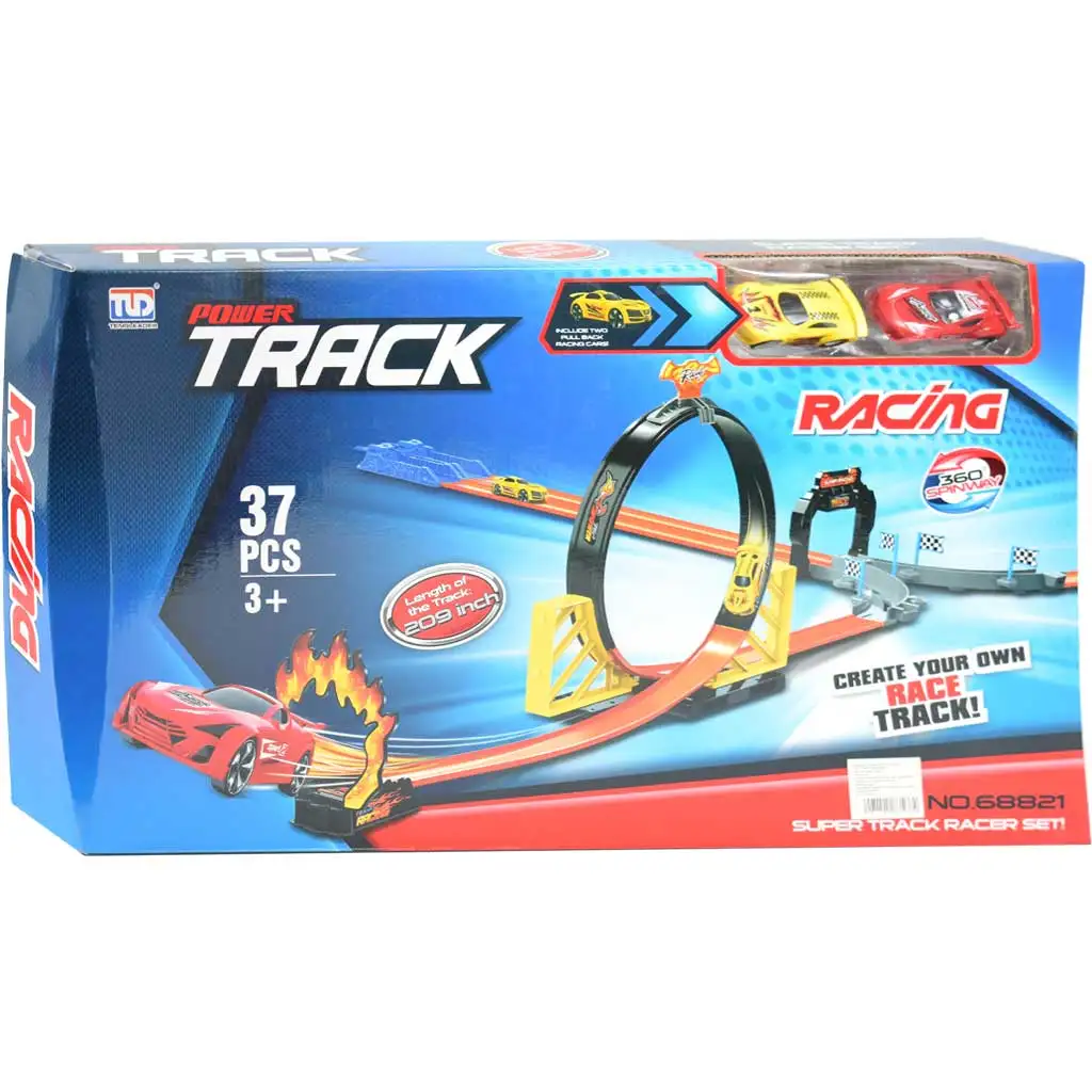 imagen de Power Track set de pista de carreras de 37 piezas con loop y 2 coches de retroceso 1/64 1