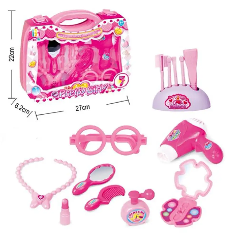 imagen de Pretty Girl conjunto de belleza rosa en maletín portátil con gafas y accesorios 2