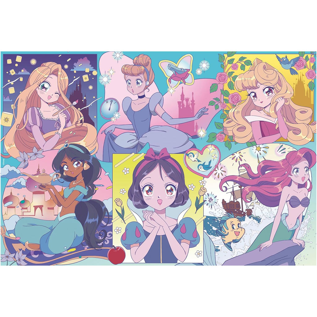imagen de Princesas Disney – Magia manga 2 en 1 rompecabezas y libro para colorear 250 piezas 50x35cm - Lisciani 2