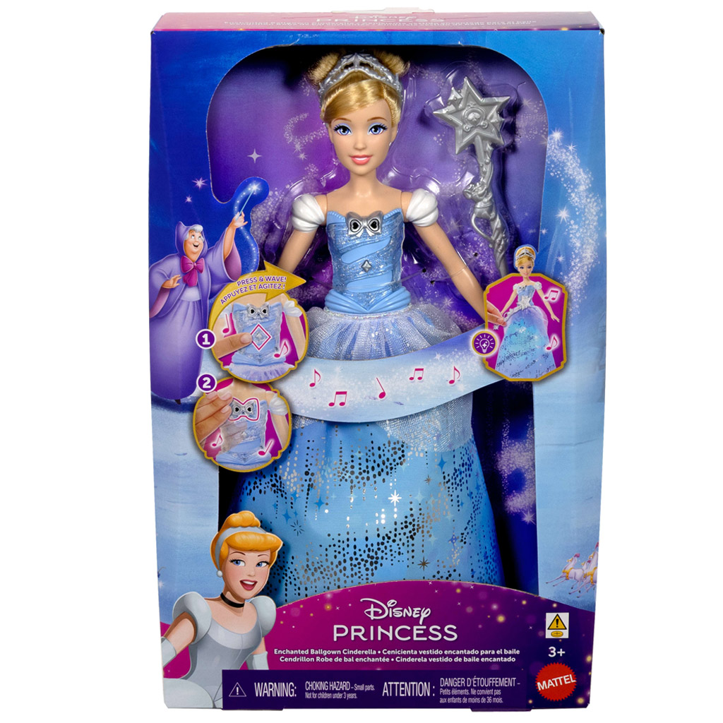 imagen de Princesas Disney: Muñeca Cenicienta Mágica - Mattel 1