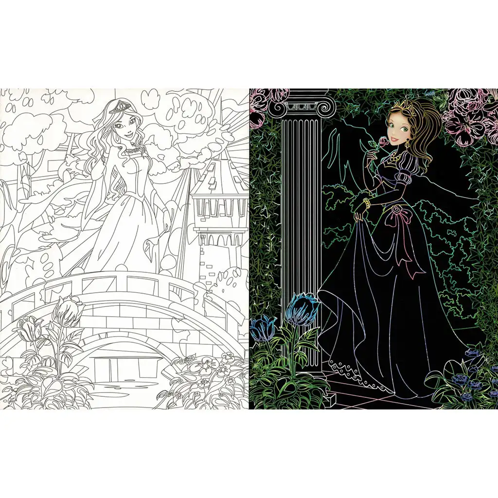 imagen de Princesas ocultas - Cuaderno para colorear con páginas rasguñadas y para colorear 3