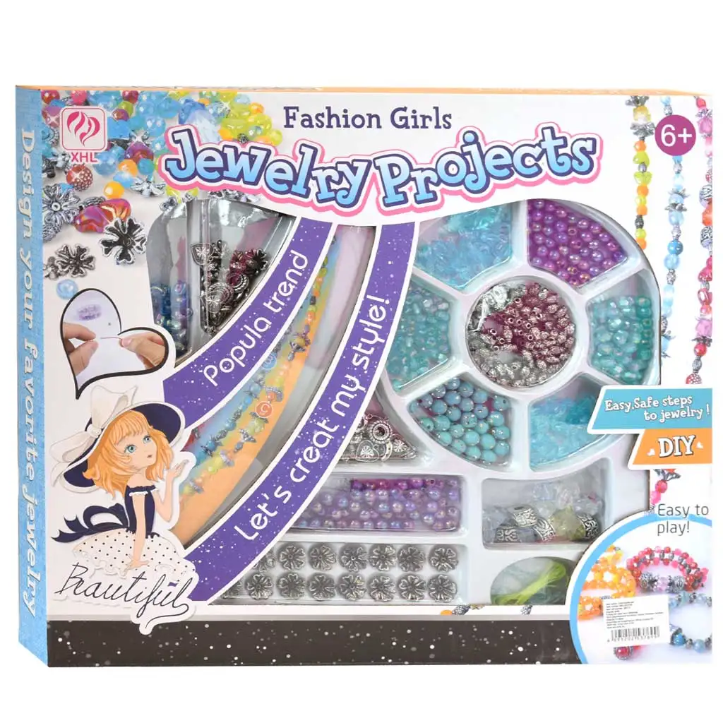 imagen de Proyectos de Joyería: Kit de joyería DIY grande con colores azulados 200+ cuentas 1