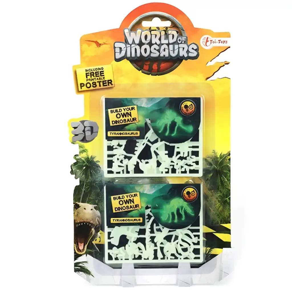imagen de Puzzle 3D fluorescente de dinosaurios en varias versiones 1ud 2