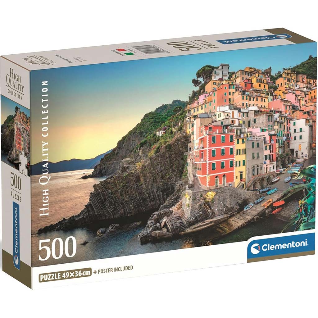 imagen de Puzzle compacto HQC de 500 piezas de la costa de Riomaggiore - Clementoni 1