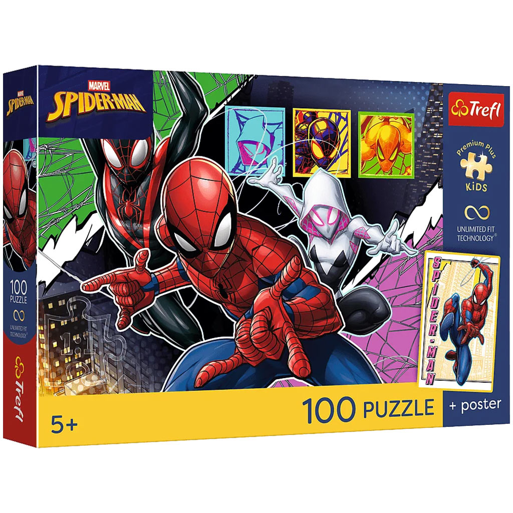 imagen de Puzzle de 100 piezas del héroe Spider-Man de Marvel - Trefl 1