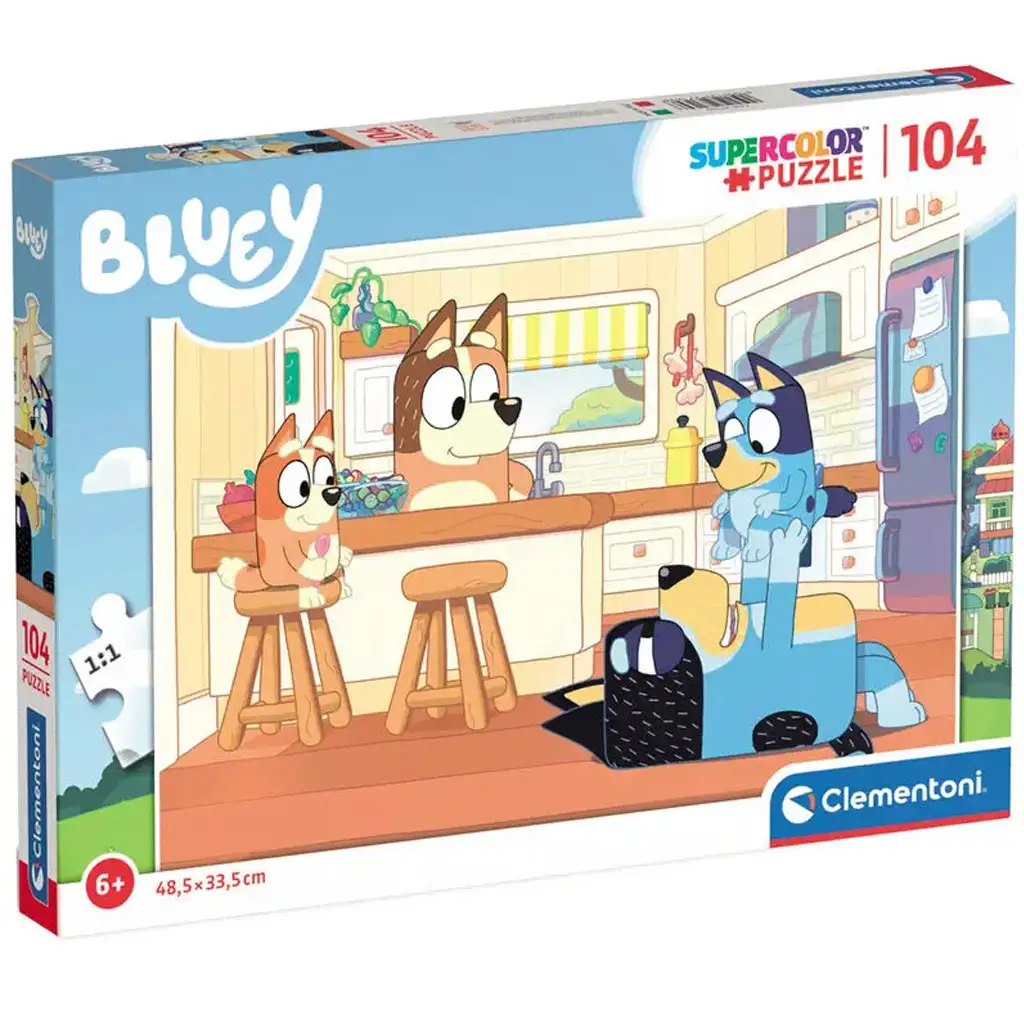 imagen de Puzzle de 104 piezas de Bluey y su familia - Clementoni 1