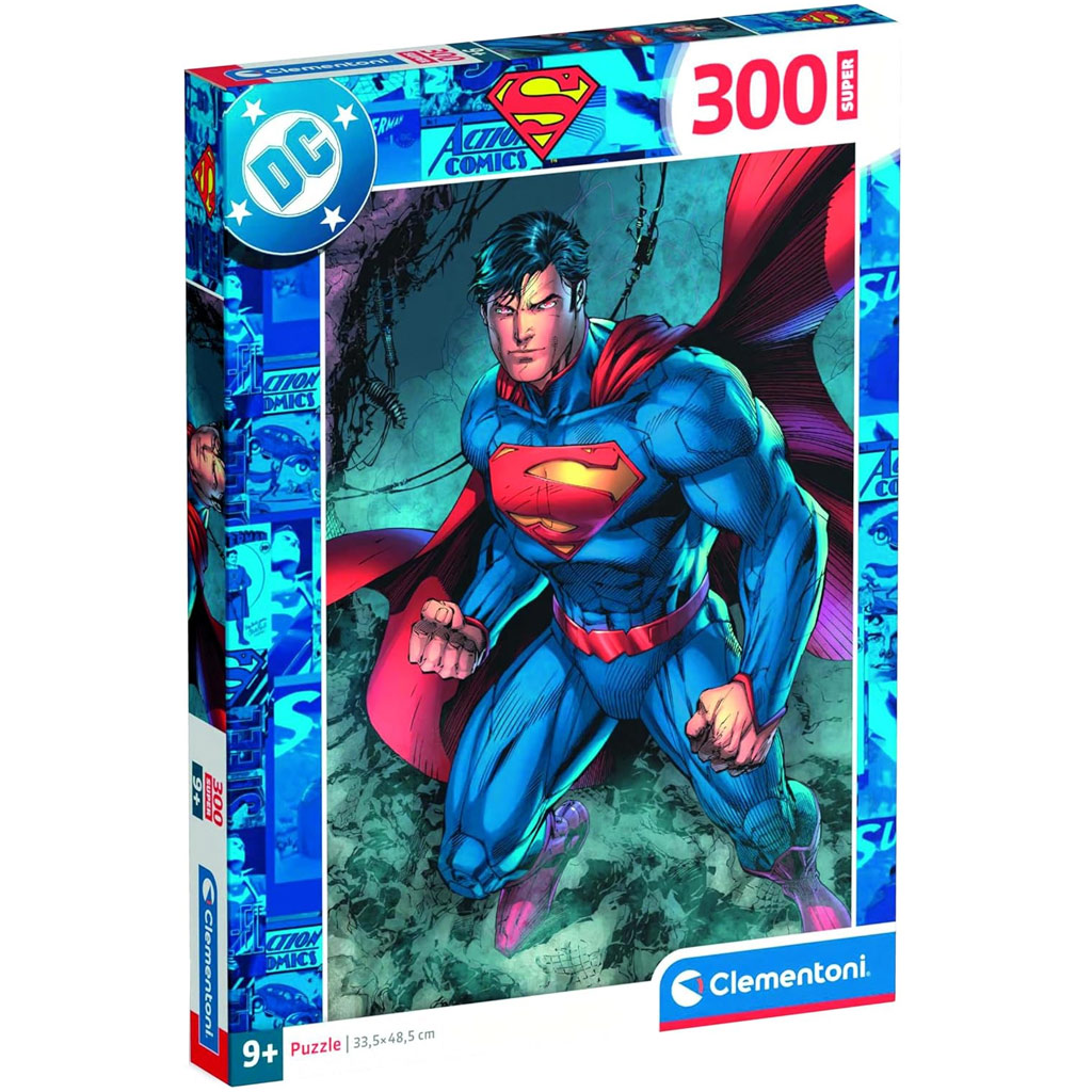 imagen de Puzzle de 300 piezas de DC Comics Superman en acción - Clementoni 1