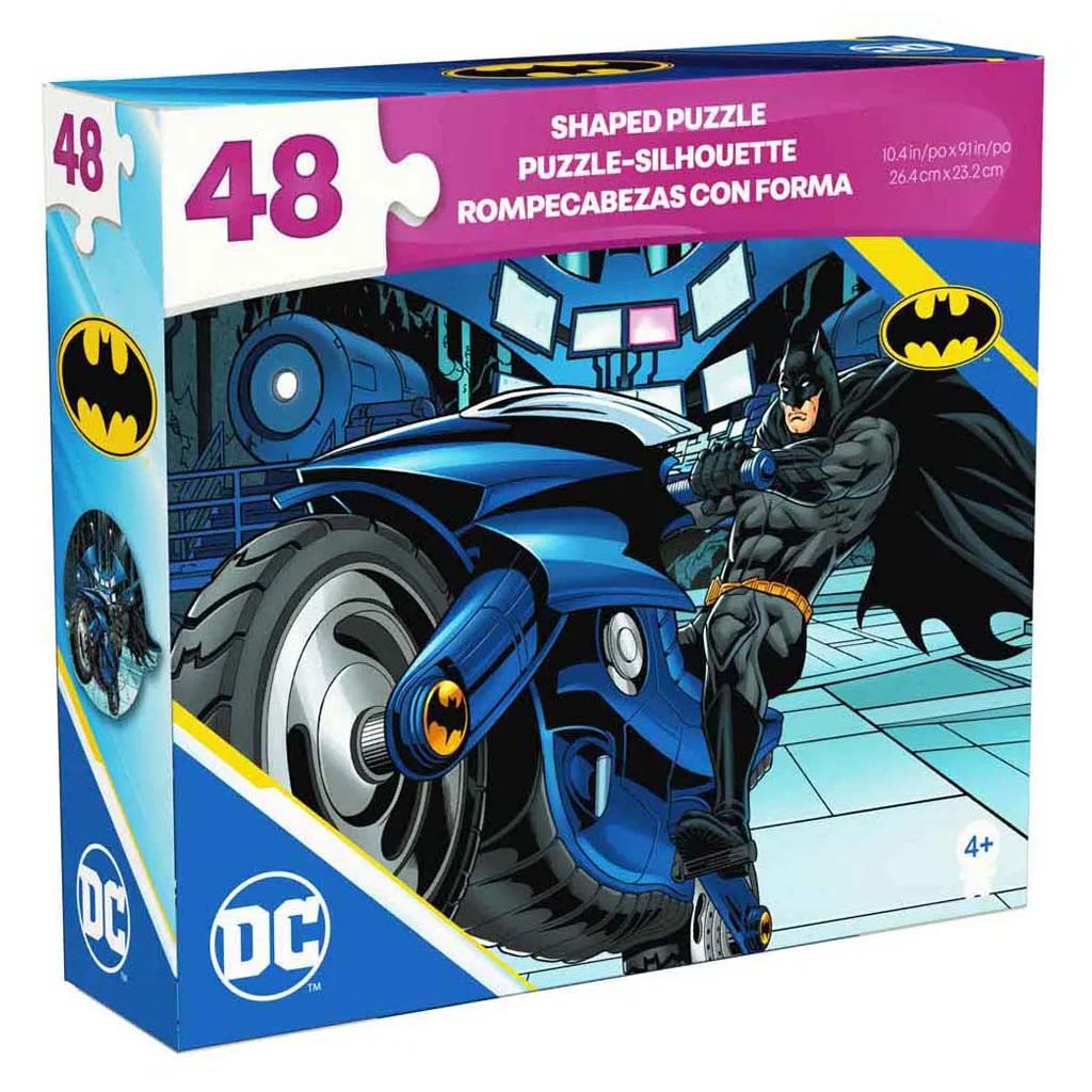 imagen de Puzzle de 48 piezas de DC Comics Batman en motocicleta - Spin Master 1