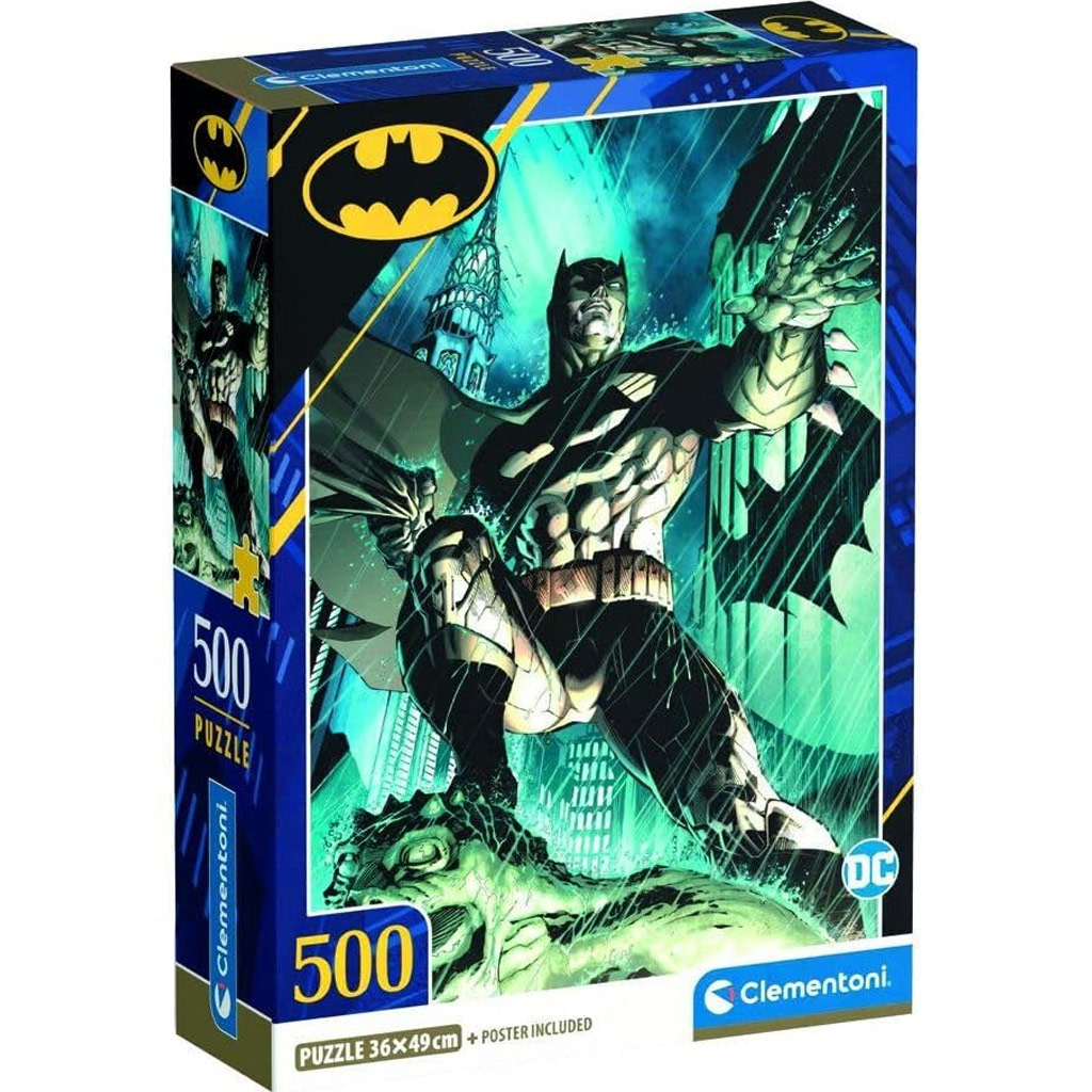 imagen de Puzzle de 500 piezas de DC Comics Batman en la lluvia - Clementoni 1