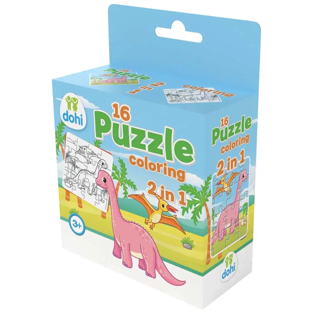imagen de Puzzle de Colorear de 16 Piezas 2 en 1 - Dinosaurio 1