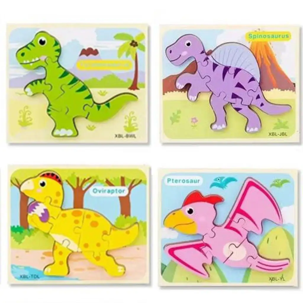 imagen de Puzzle de formas de dinosaurios de madera en varias versiones 2