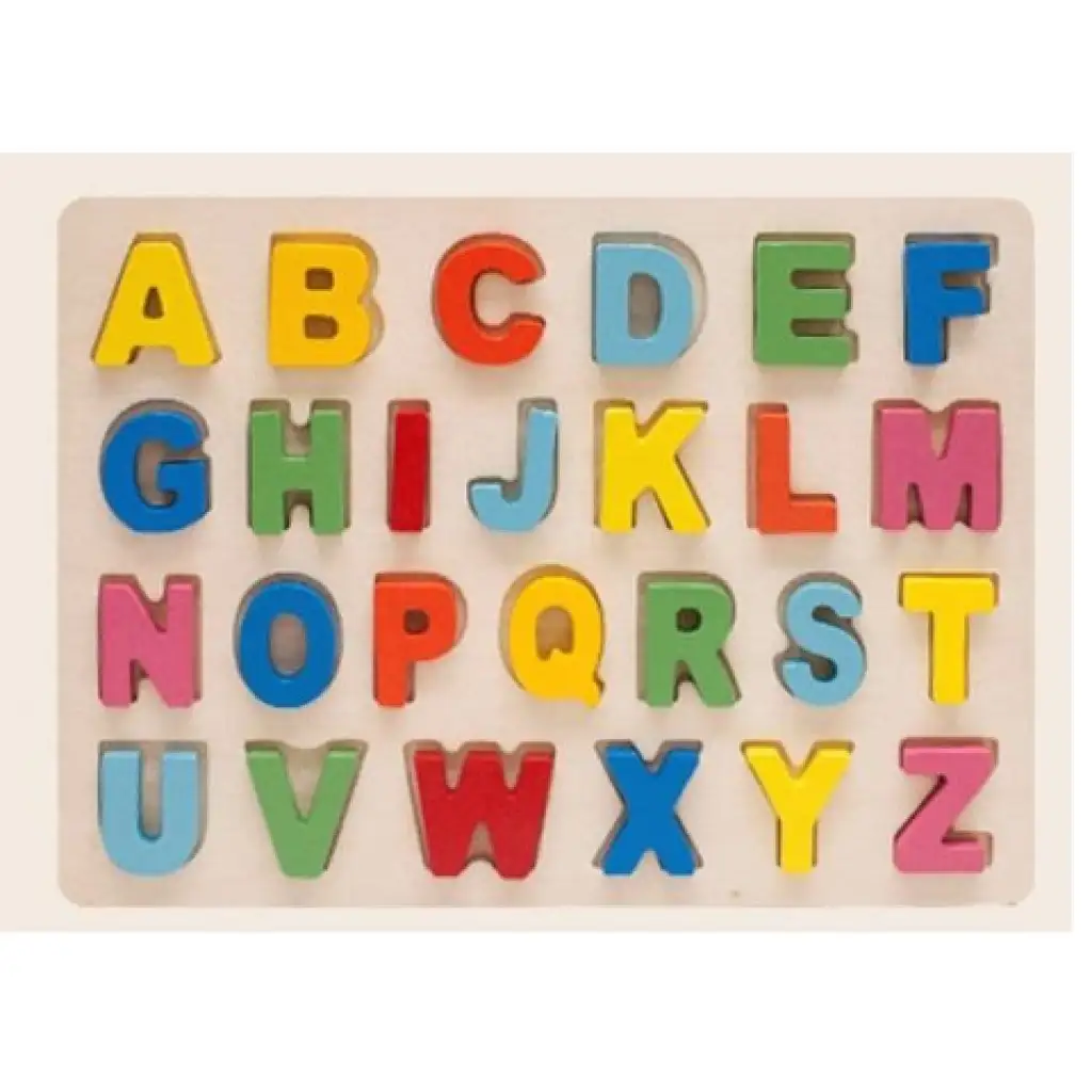 imagen de Puzzle de formas encajables de letras ABC de madera 1