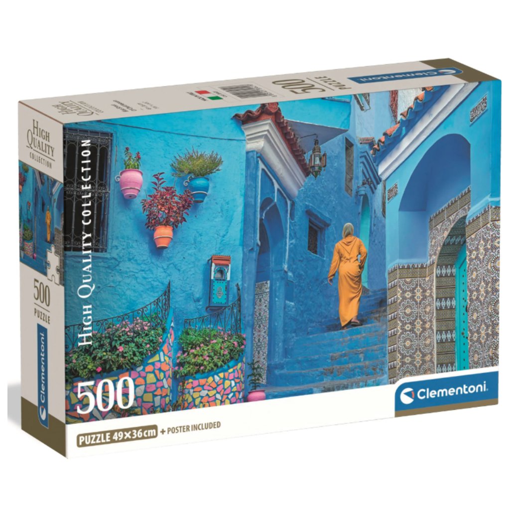 imagen de Puzzle de la calle azul de Chefchaouen de 500 piezas 1