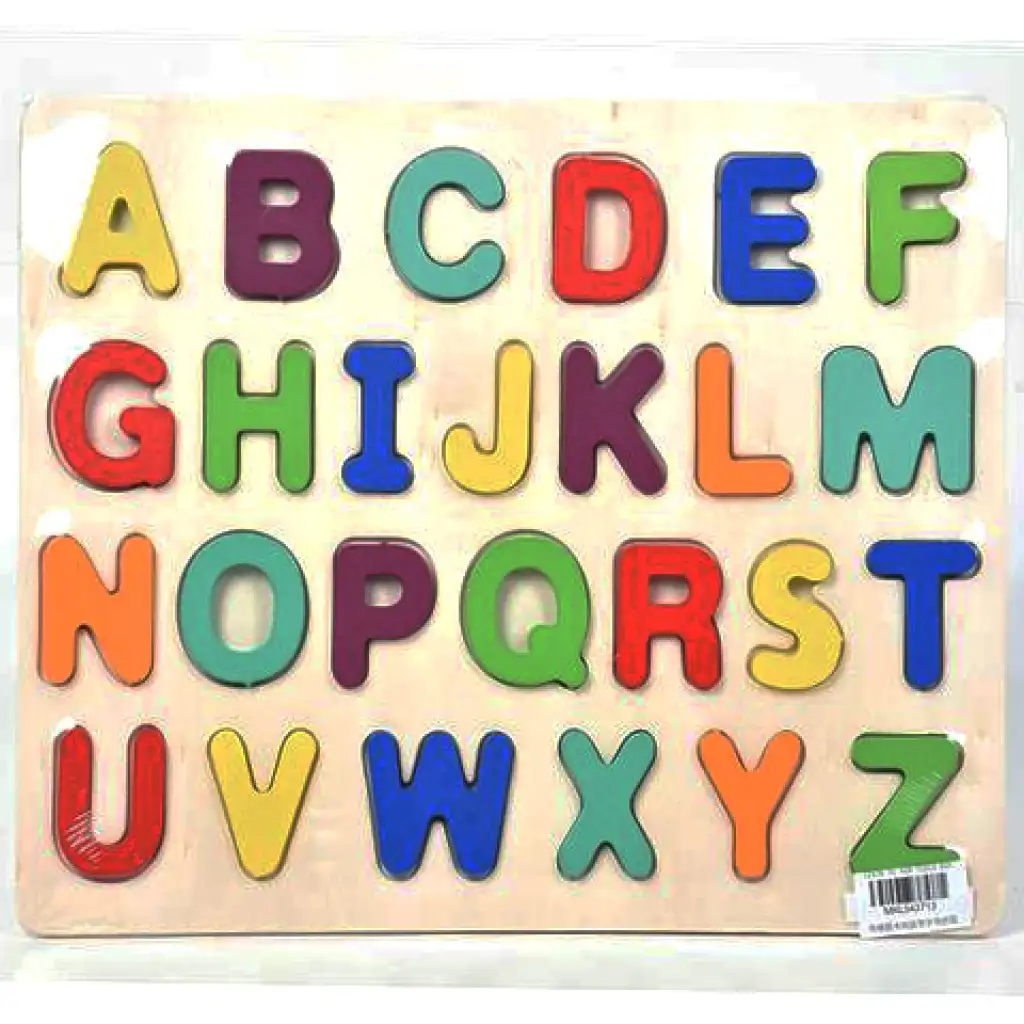 imagen de Puzzle de madera de colores con letras mayúsculas impresas ABC de 26 piezas 1