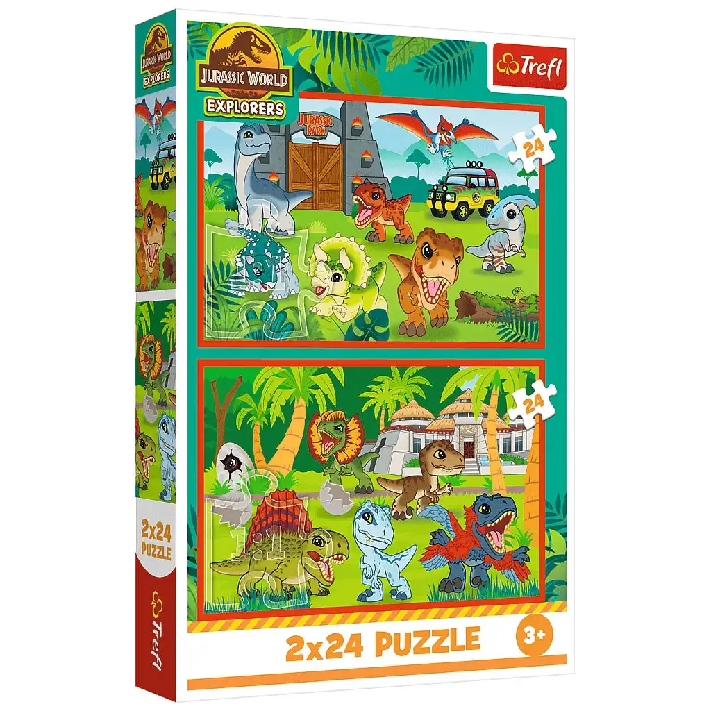 imagen de Puzzle de pequeños dinosaurios de Jurassic World 2x24 piezas - Trefl 1