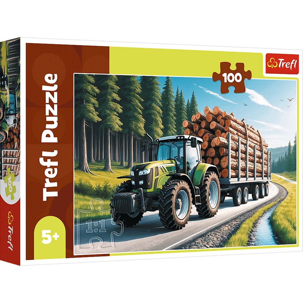 imagen de Puzzle de tractor forestal de 100 piezas - Trefl 1