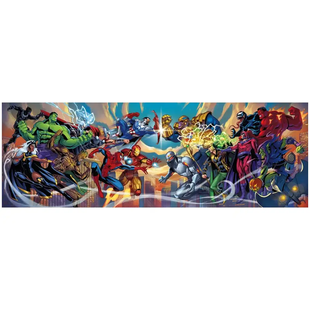 imagen de Puzzle panorámico de 1000 piezas de héroes de Marvel con póster - Clementoni 2
