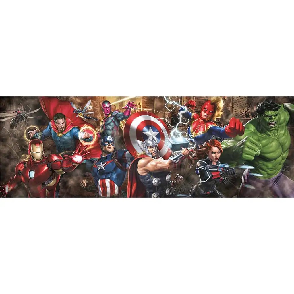imagen de Puzzle panorámico de 1000 piezas de superhéroes Marvel 98x33cm - Clementoni 2