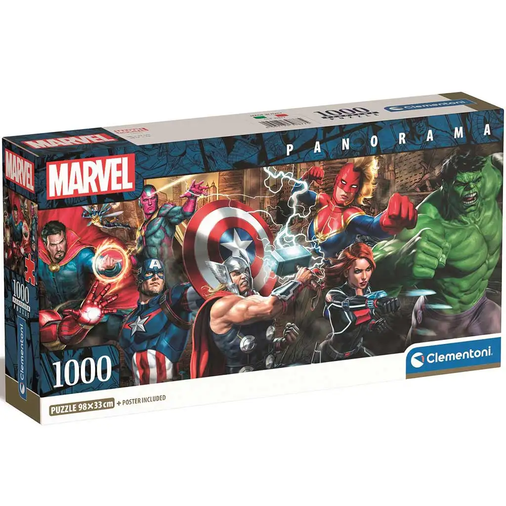 imagen de Puzzle panorámico de 1000 piezas de superhéroes Marvel 98x33cm - Clementoni 1
