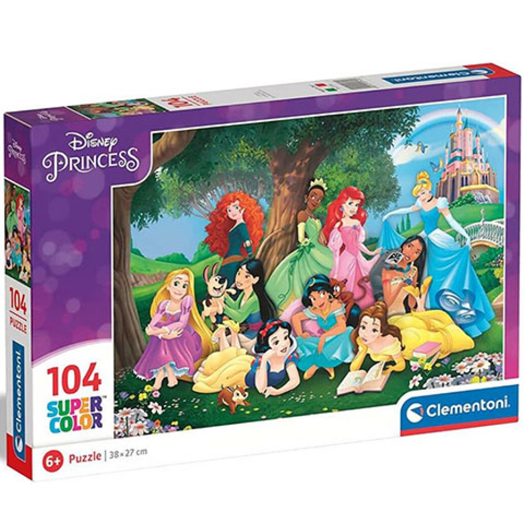 imagen de Puzzle Super Color de 104 piezas de Princesas Disney - Clementoni 1