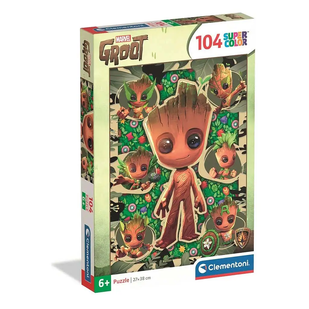 imagen de Puzzle supercolor de 104 piezas de Groot de Guardianes de la Galaxia - Clementoni 1