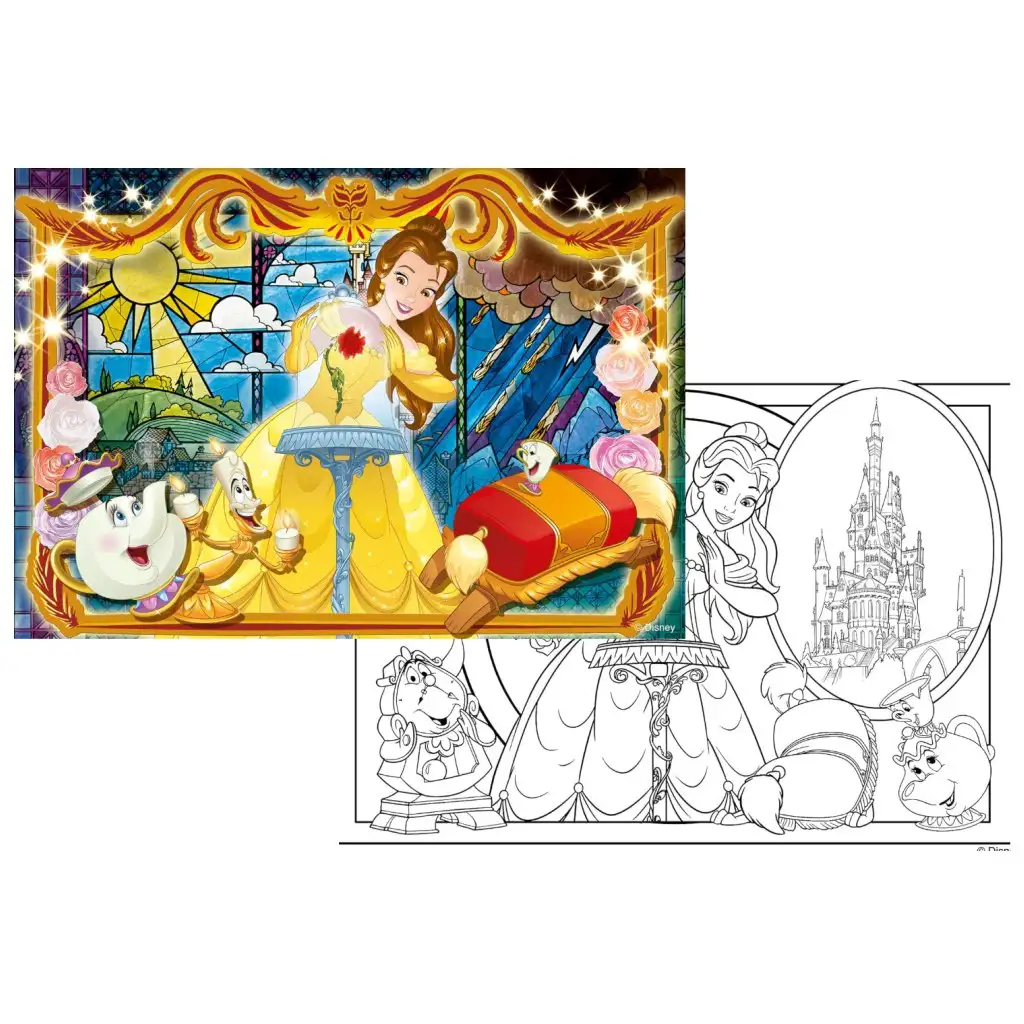 imagen de Puzzle y colorear 2 en 1 de La Bella y la Bestia Belle 108 piezas 70x50cm - Lisciani 2