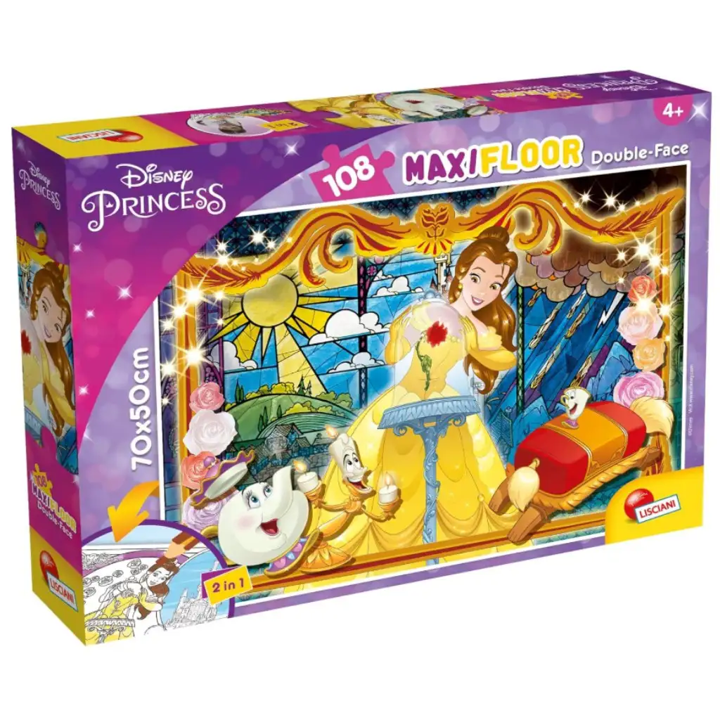 imagen de Puzzle y colorear 2 en 1 de La Bella y la Bestia Belle 108 piezas 70x50cm - Lisciani 1