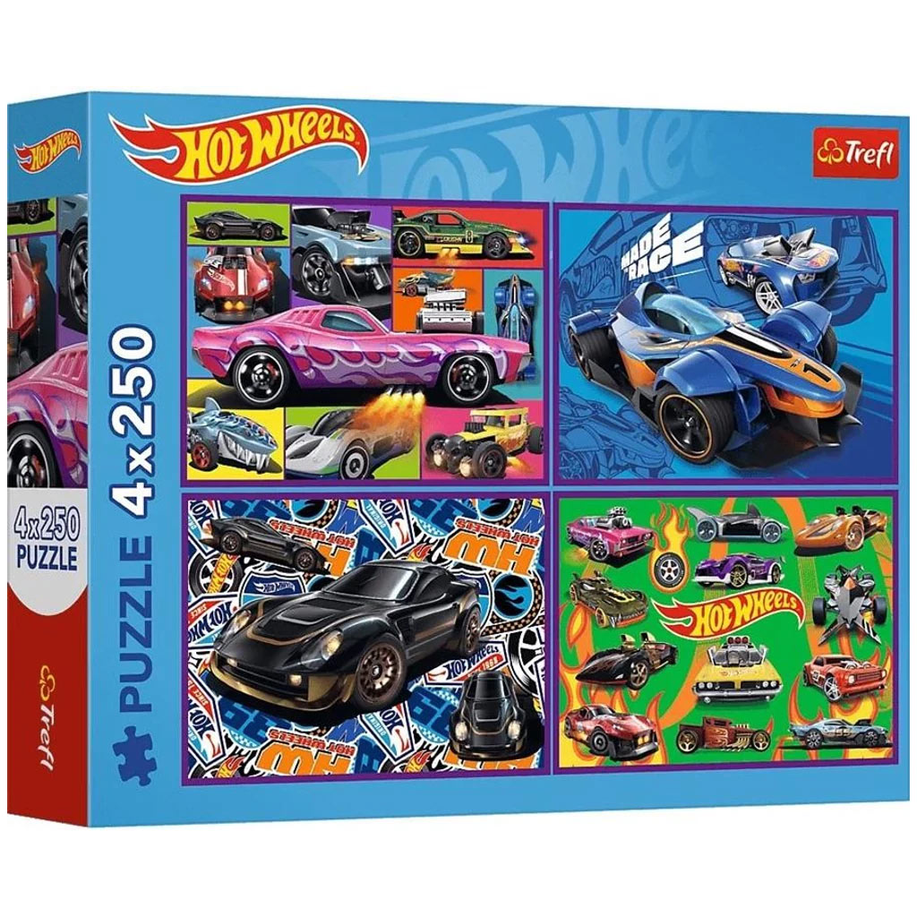 imagen de Puzzles de coches de carreras Hot Wheels 4x250 piezas - Trefl 1
