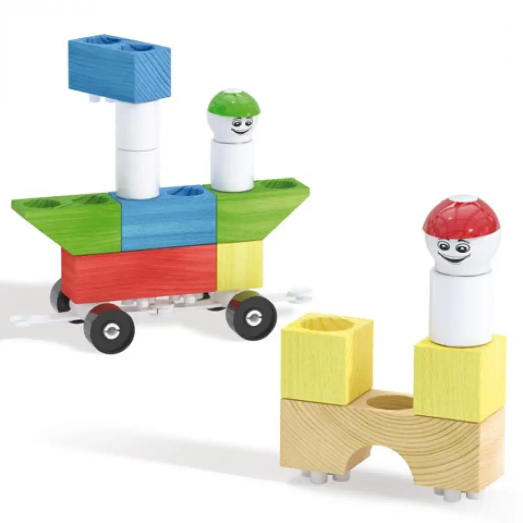 imagen de Quercetti: Modi Bloc Basic juego de construcción de madera y plástico 18 piezas 2