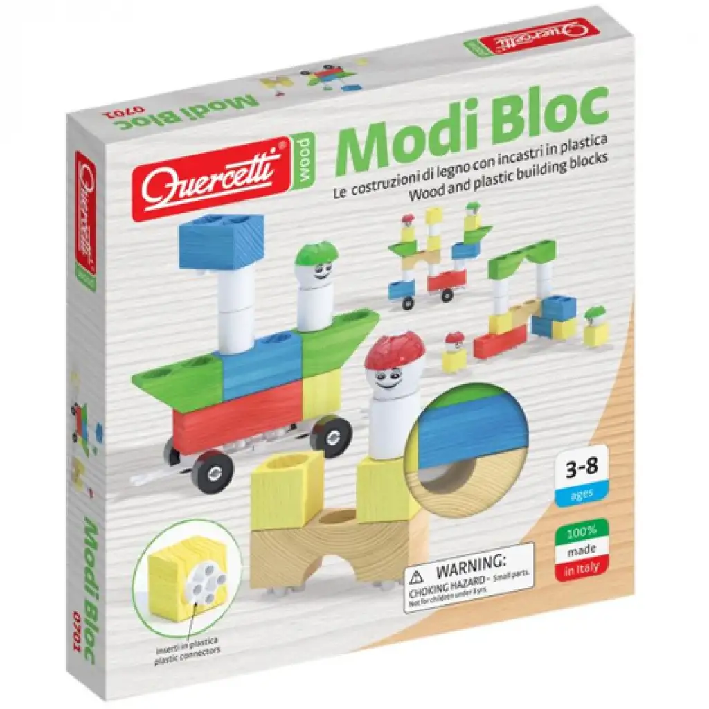 imagen de Quercetti: Modi Bloc Basic juego de construcción de madera y plástico 18 piezas 1